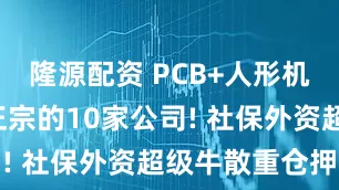 隆源配资 PCB+人形机器人, 最正宗的10家公司! 社保外资超级牛散重仓押注