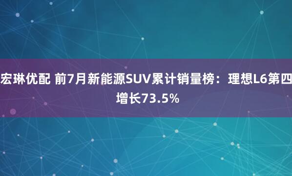 宏琳优配 前7月新能源SUV累计销量榜：理想L6第四 增长73.5%